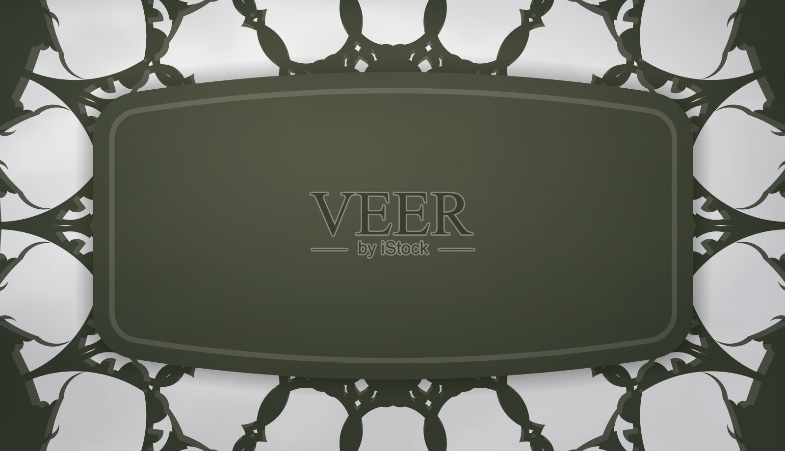 带有抽象白色图案的深绿色横幅，并放置在文本下面插画图片素材