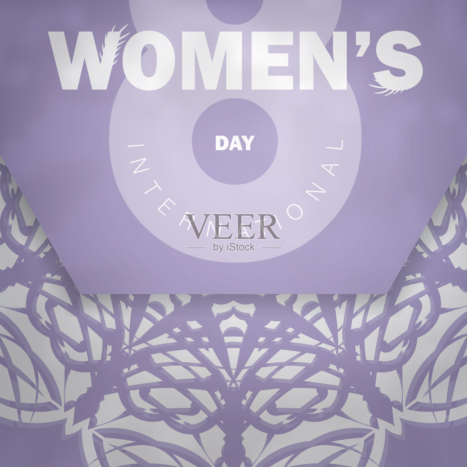 模板贺卡8月紫色与复古白色图案插画图片素材