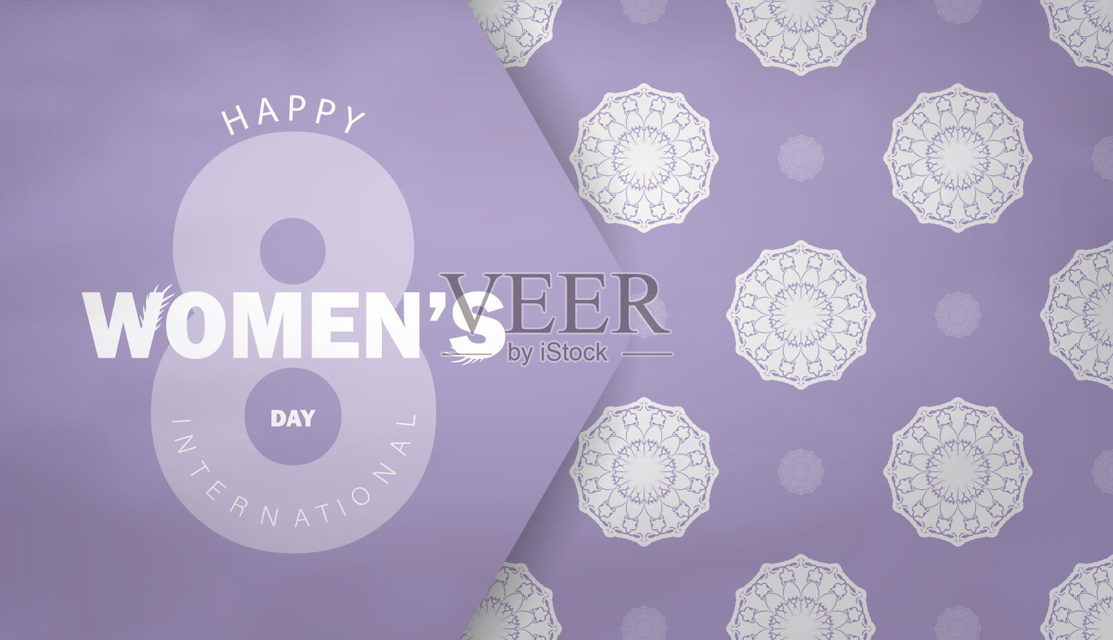 明信片模板国际妇女节紫色与复古白色装饰插画图片素材
