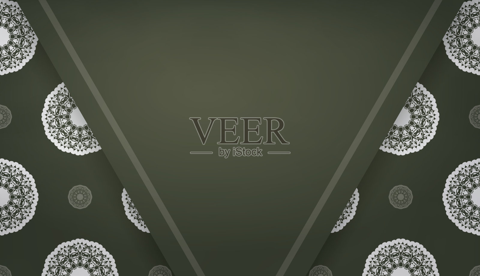 深绿色背景与复古白色图案和空间为您的徽标或文本插画图片素材