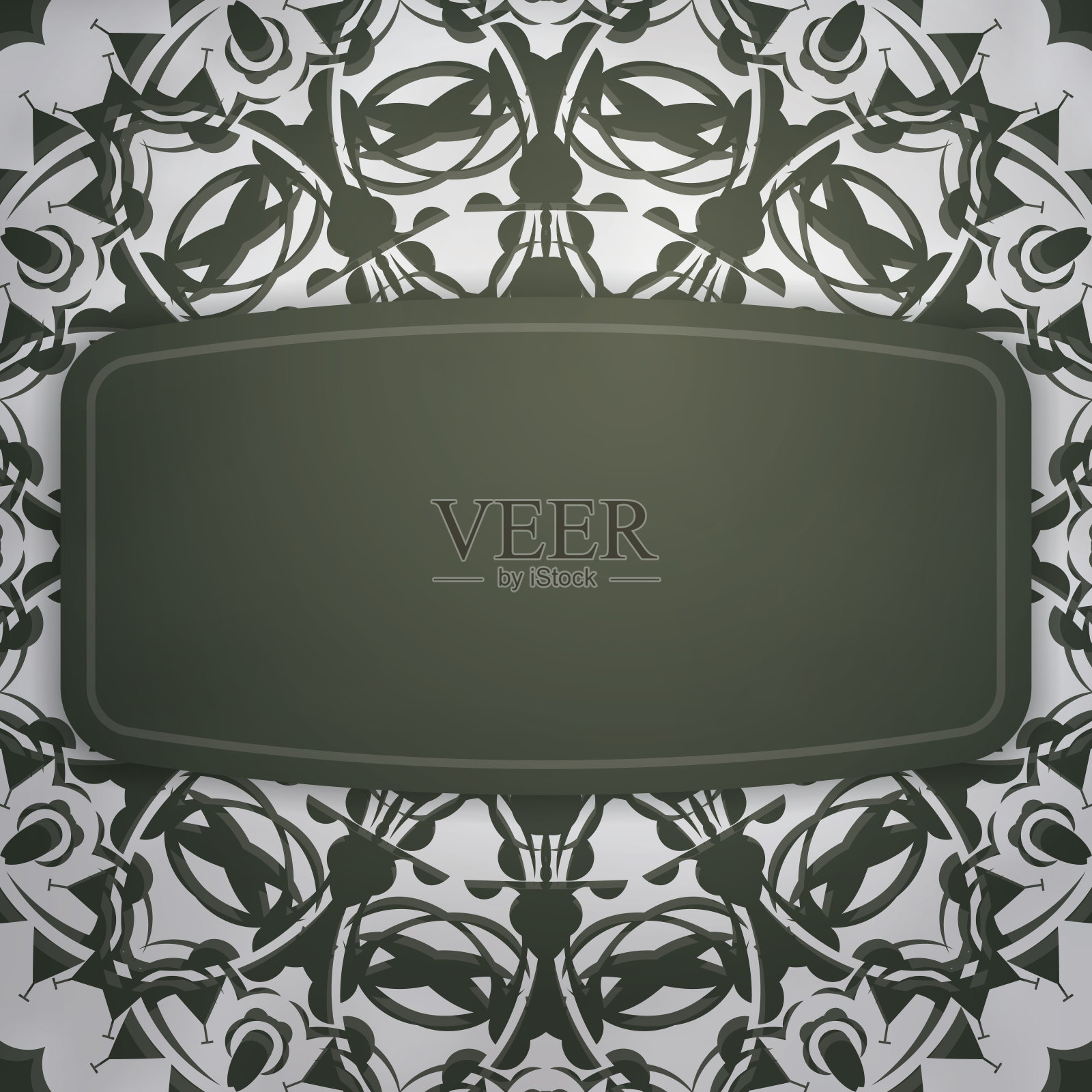 贺卡在深绿色与复古白色装饰为您的设计。插画图片素材