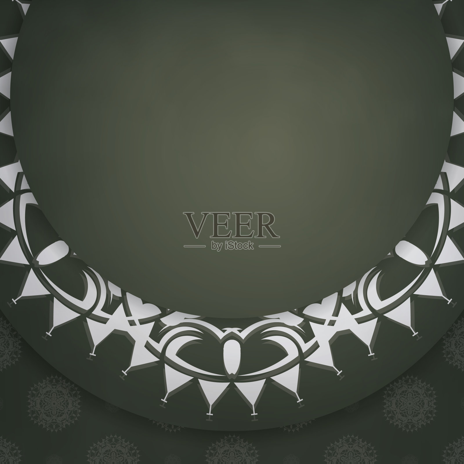 模板明信片在深绿色与豪华的白色装饰准备印刷。插画图片素材