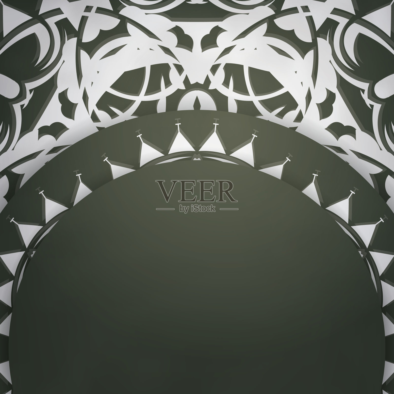 明信片模板在深绿色与古老的白色图案祝贺你。插画图片素材