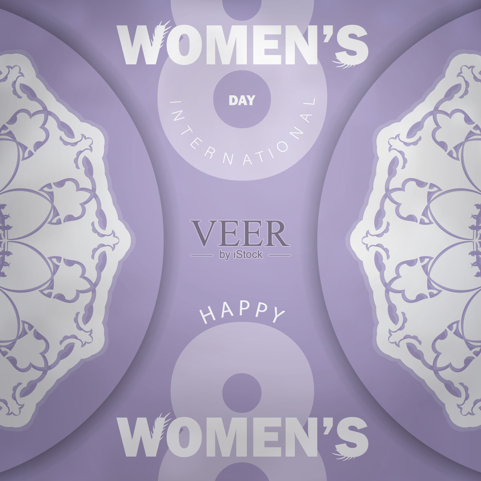 节日宣传册国际妇女节紫色与抽象白色点缀插画图片素材