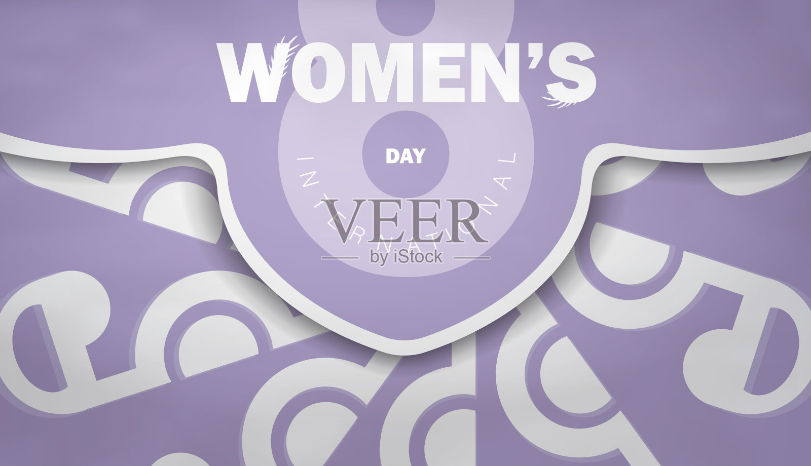 节日贺卡国际妇女节紫色与冬季白色装饰插画图片素材