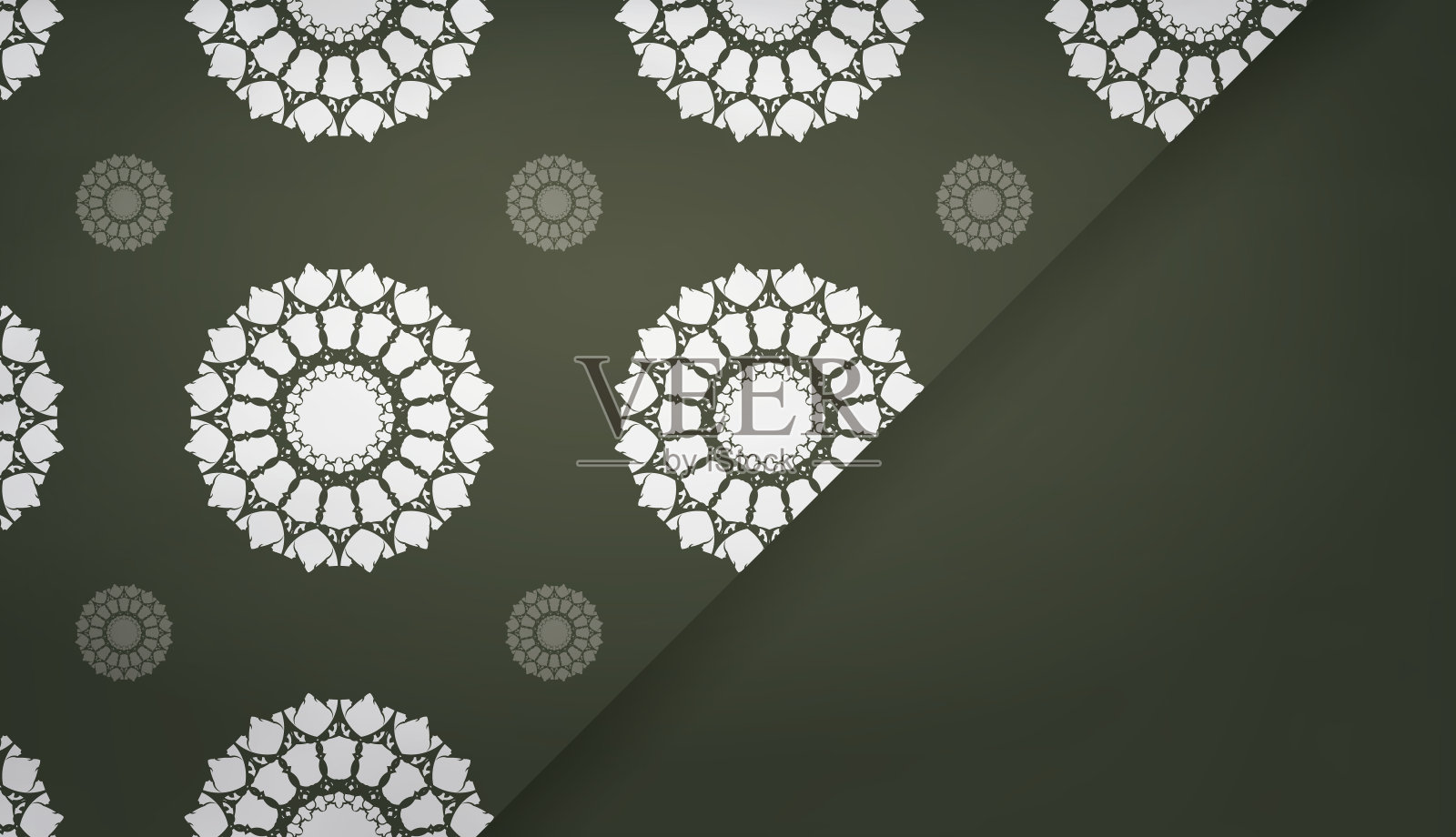 深绿色背景与印度白色的装饰，并在您的文本下插画图片素材