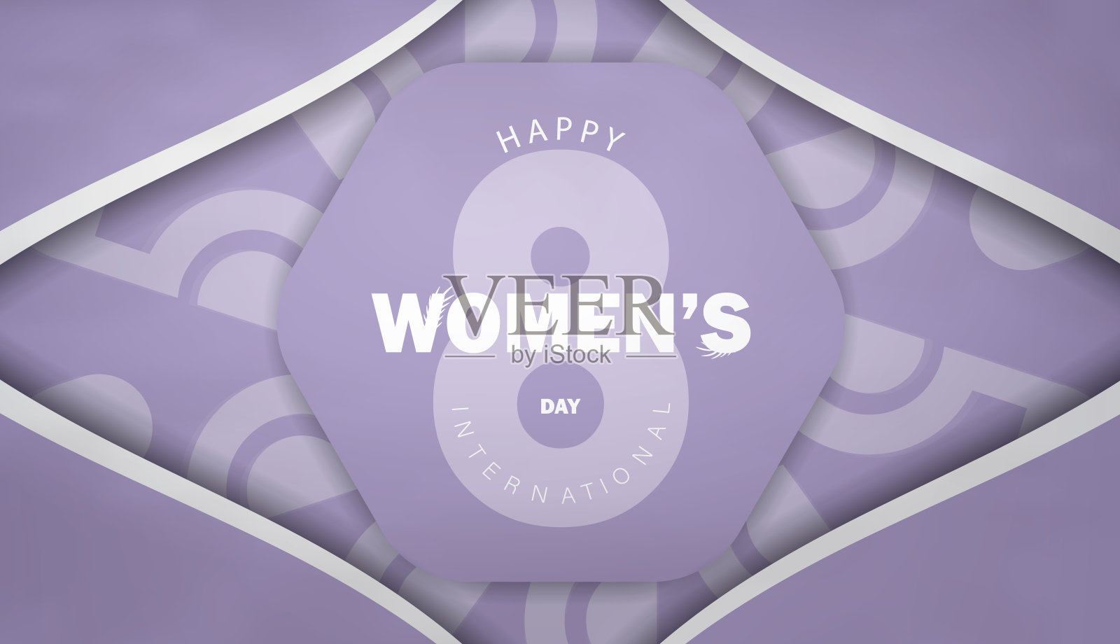 节日贺卡3月8日国际妇女节紫色与古老的白色图案插画图片素材