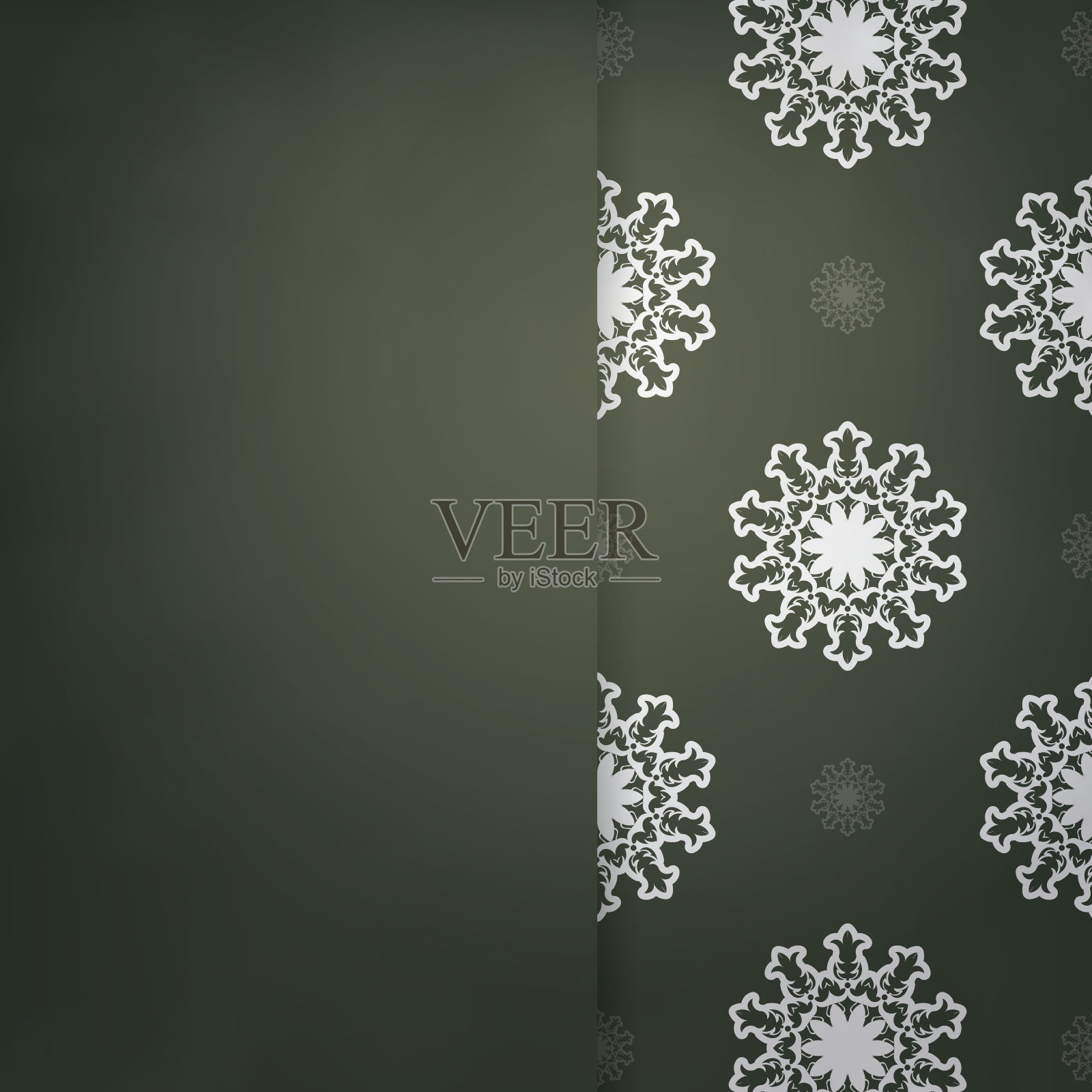 深绿色的宣传册，带有复古的白色饰品。插画图片素材