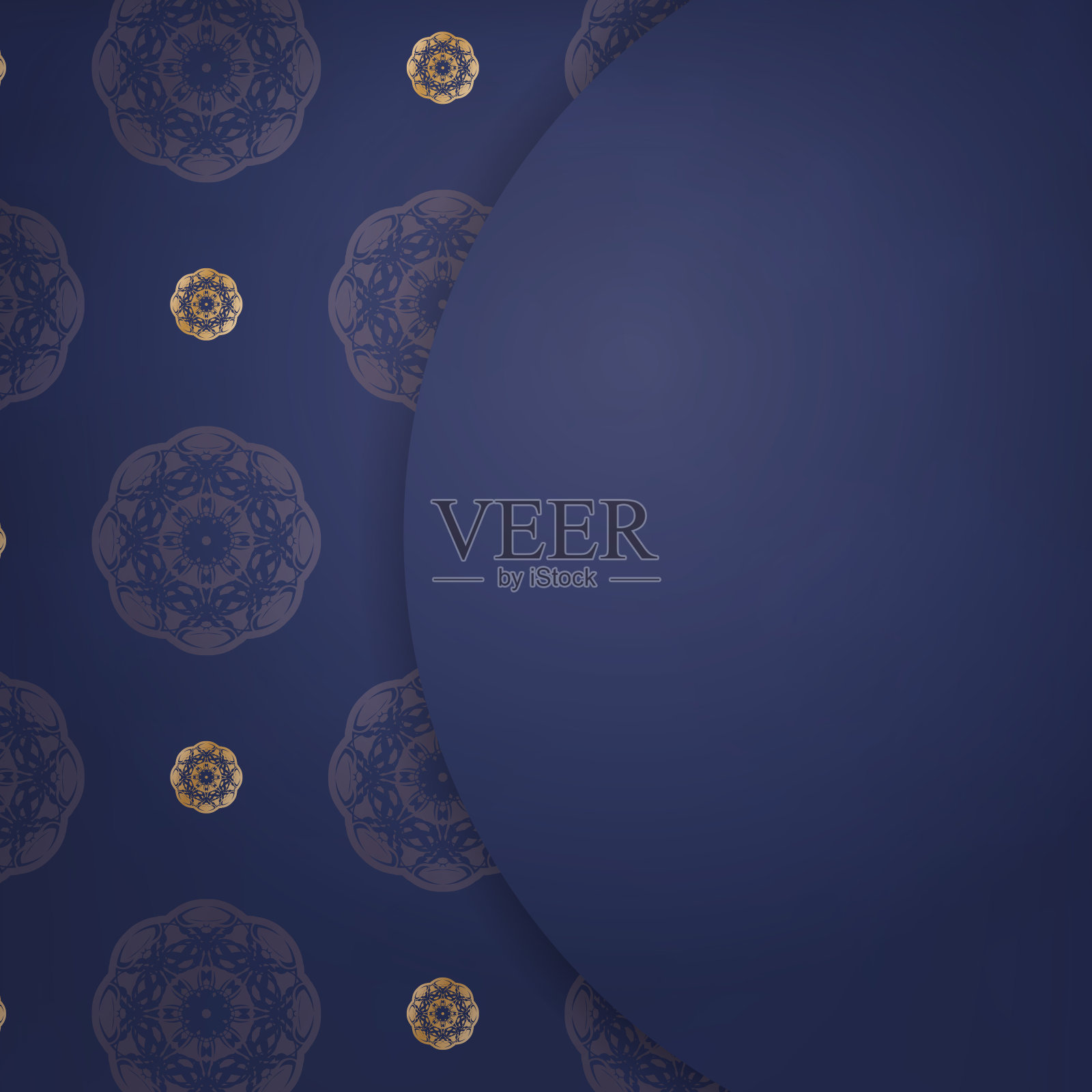 名片在深蓝色与金曼陀罗装饰您的业务。插画图片素材