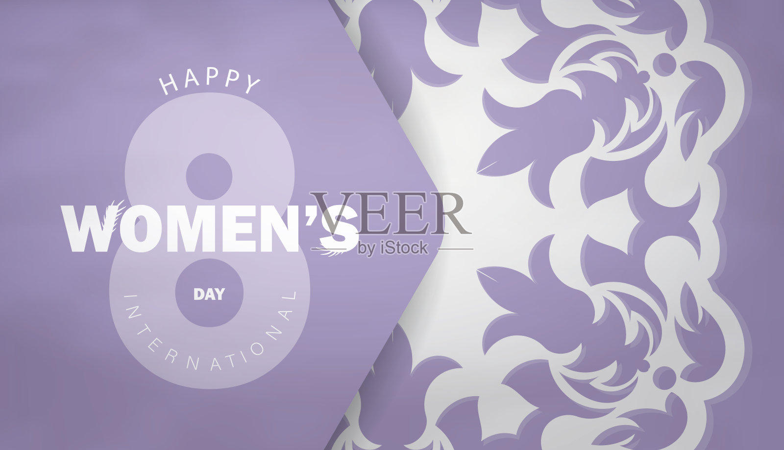 假日宣传单3月8日国际妇女节紫色复古白色图案插画图片素材