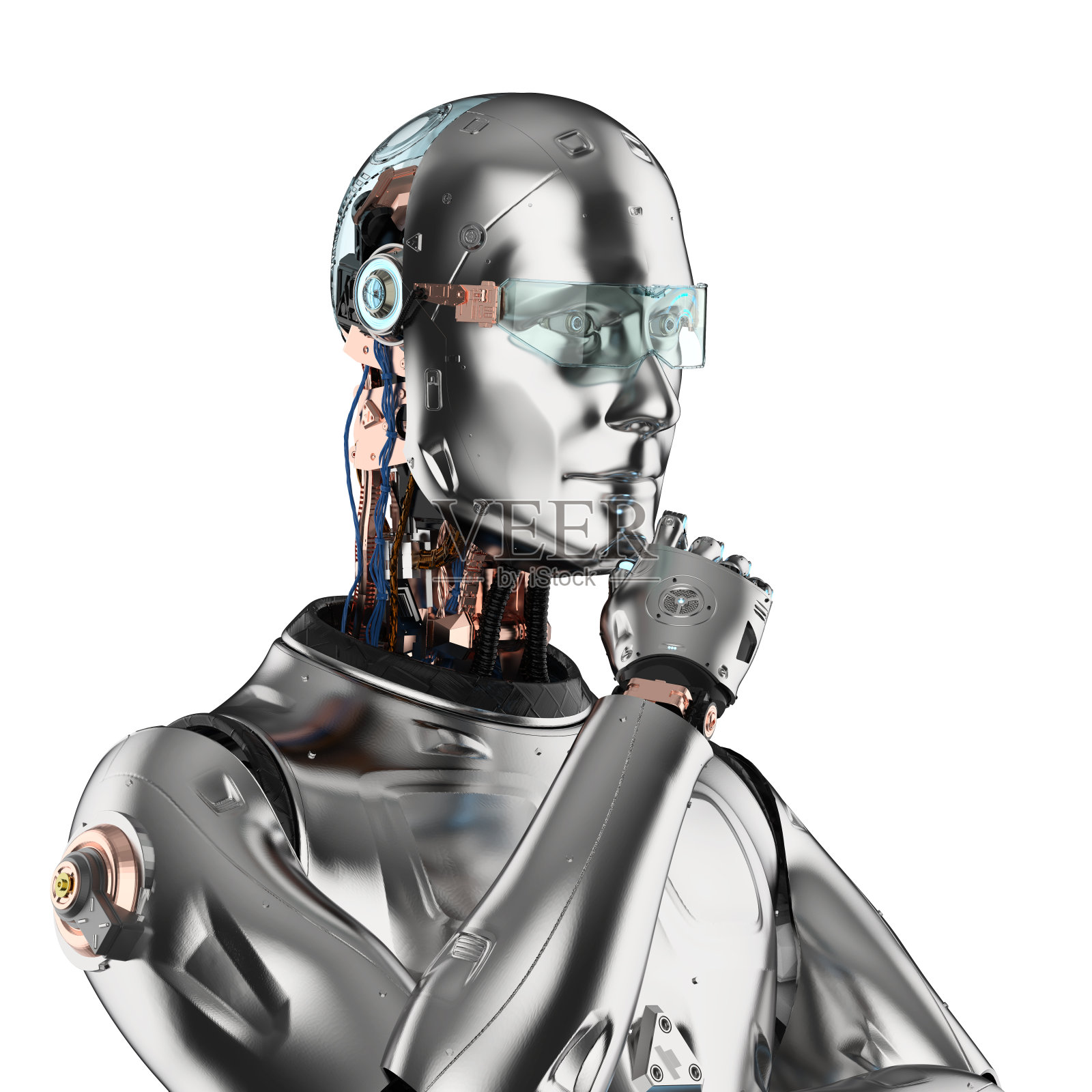 人工智能机器人进行计算或分析照片摄影图片