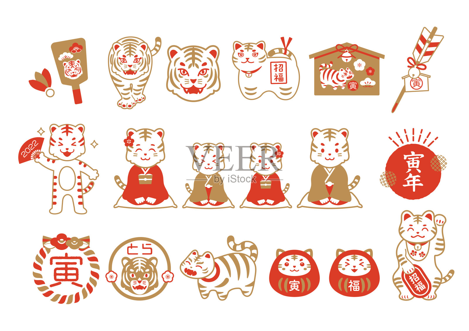 2022年Tora的新年材料集设计元素图片