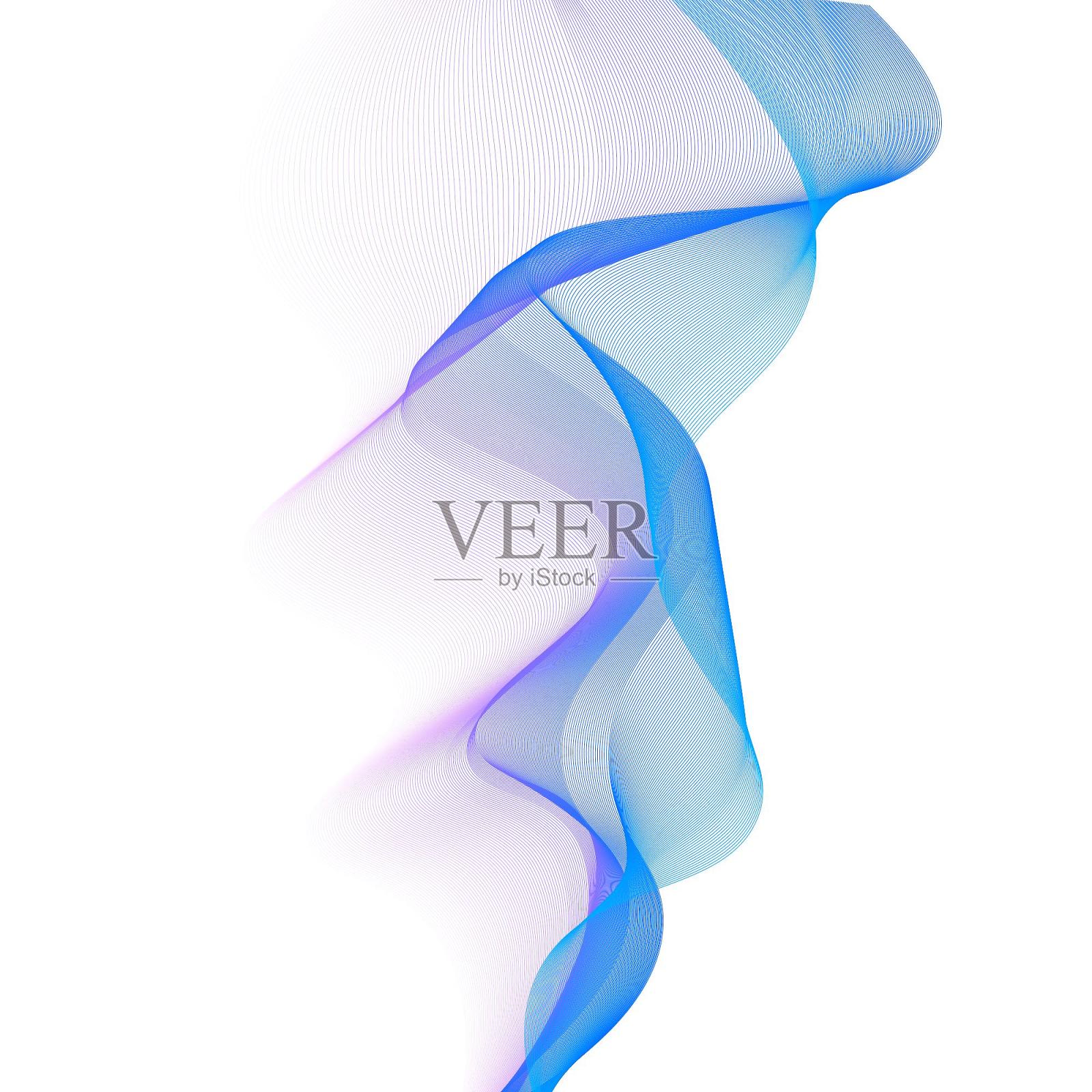 彩色曲线烟雾设计元素图片