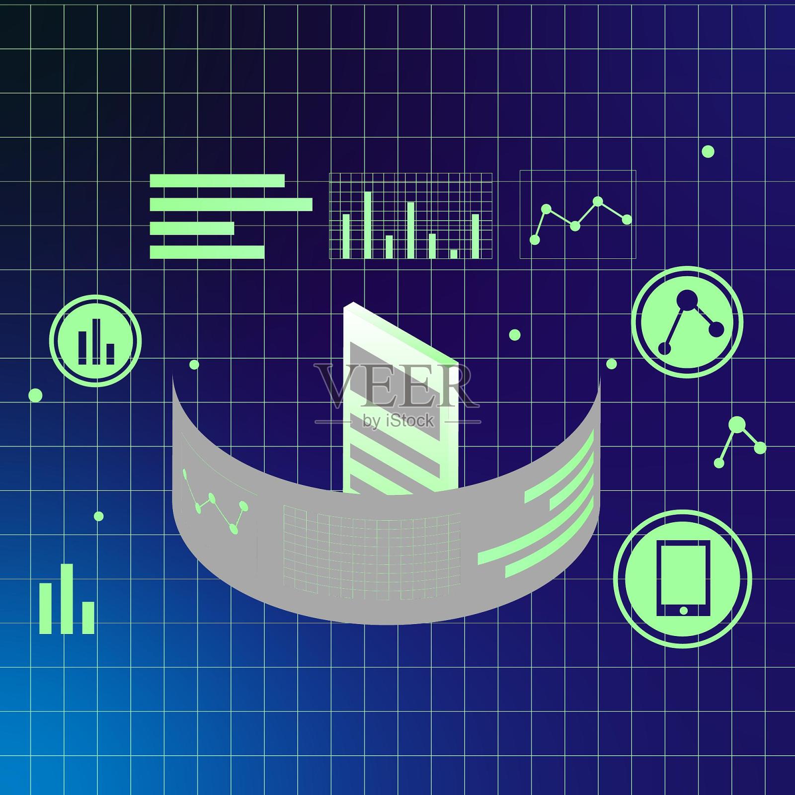 元宇宙科技曲屏设计元素图片