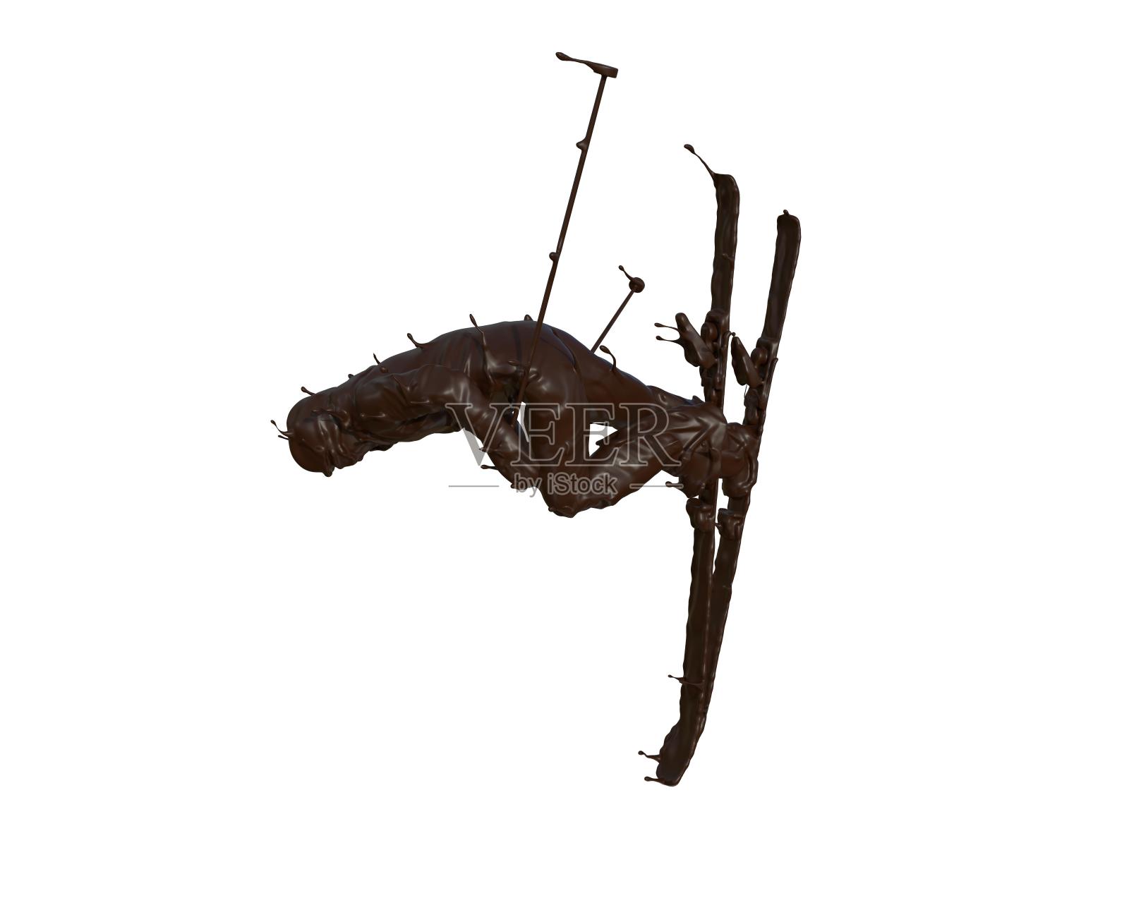 巧克力质感双板滑雪设计元素图片