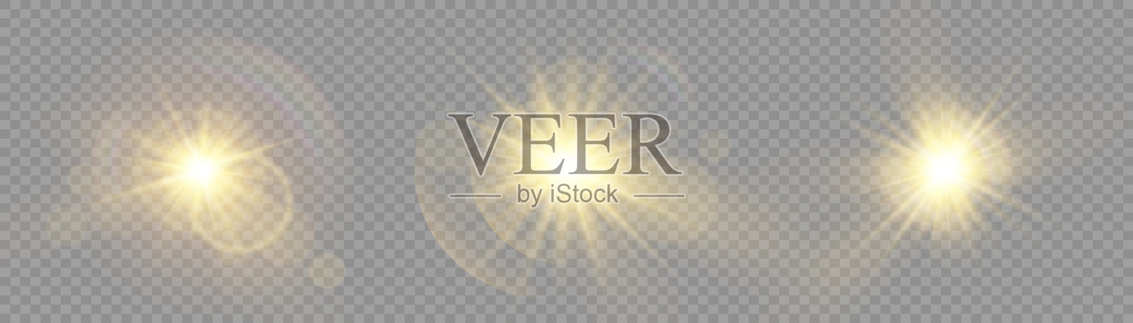 发出明亮的星光，黄色的阳光，散景。插画图片素材