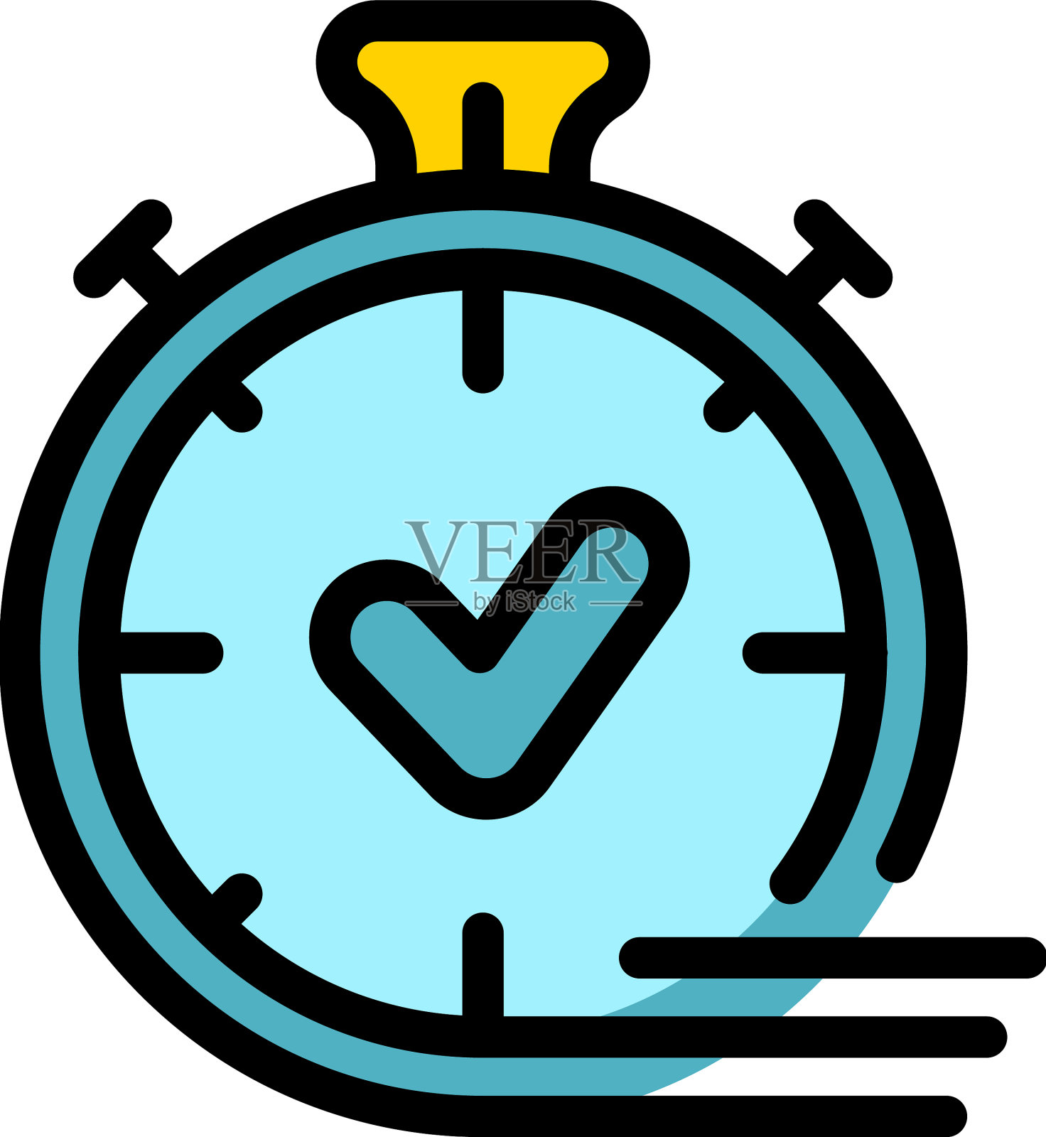 核准计时器图标颜色轮廓插画图片素材