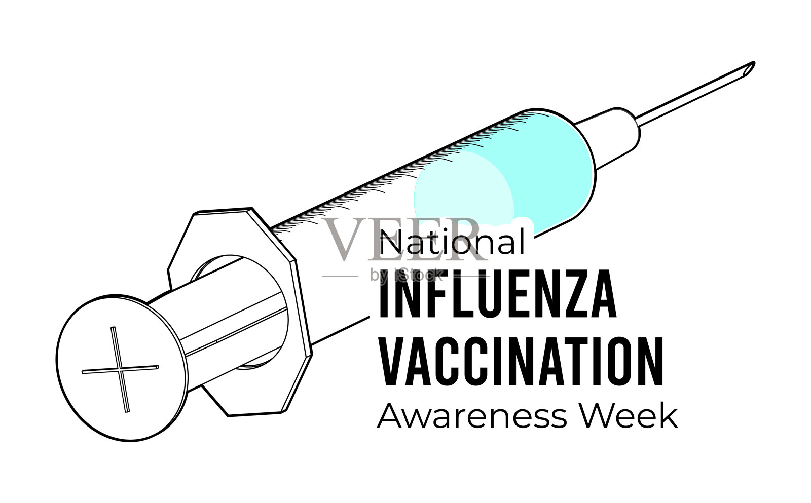 全国流感疫苗接种周。白色矢量插图插画图片素材
