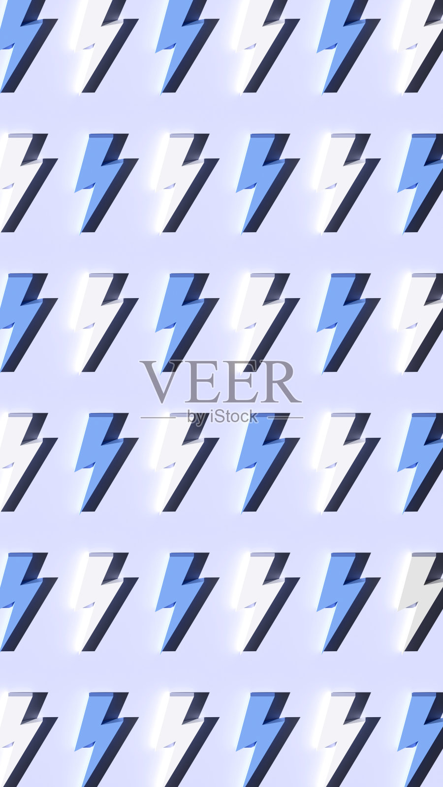 背景图案在垂直格式的闪电在蓝色和白色。插图3 d。照片摄影图片