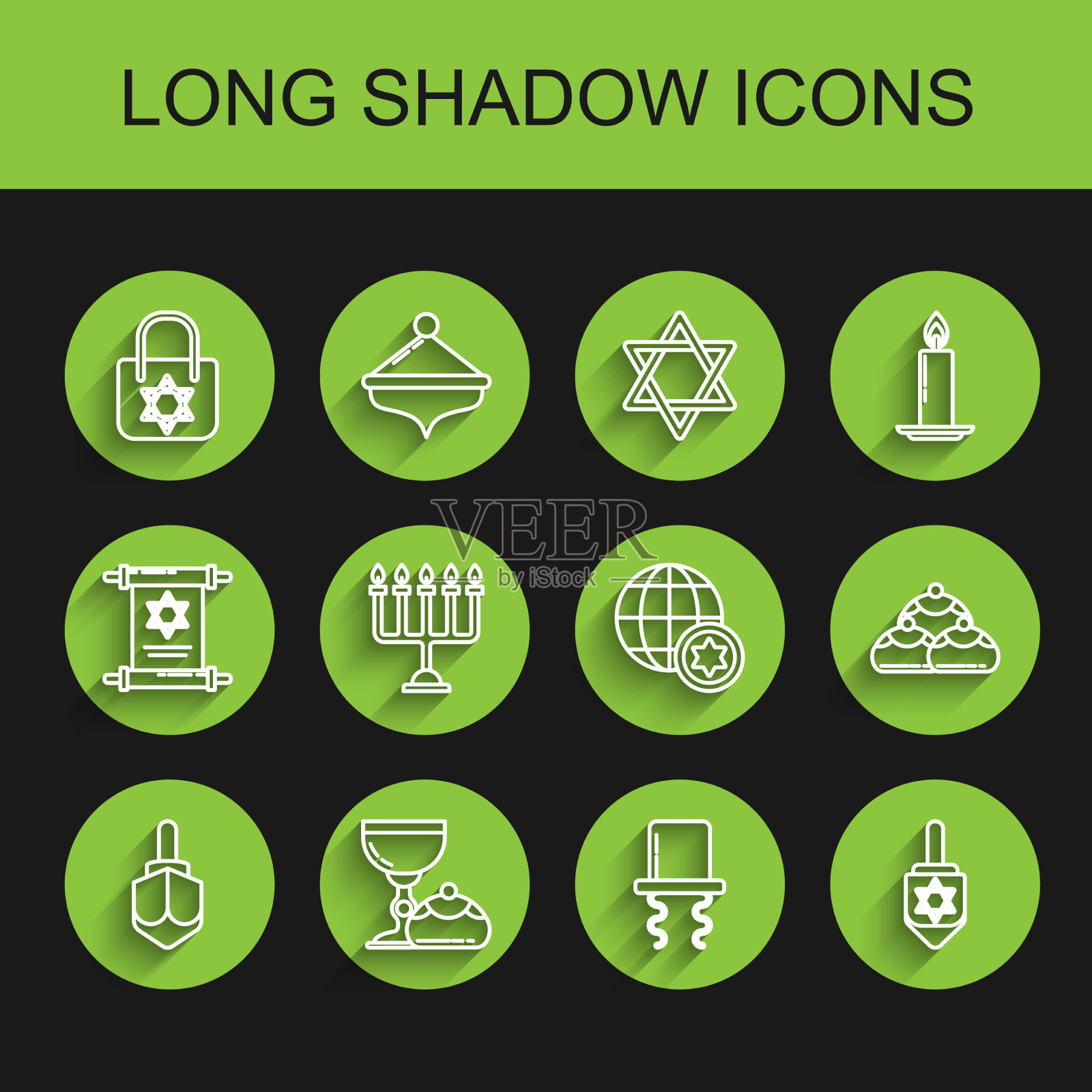 设行光明节陀螺犹太高脚杯图标素材