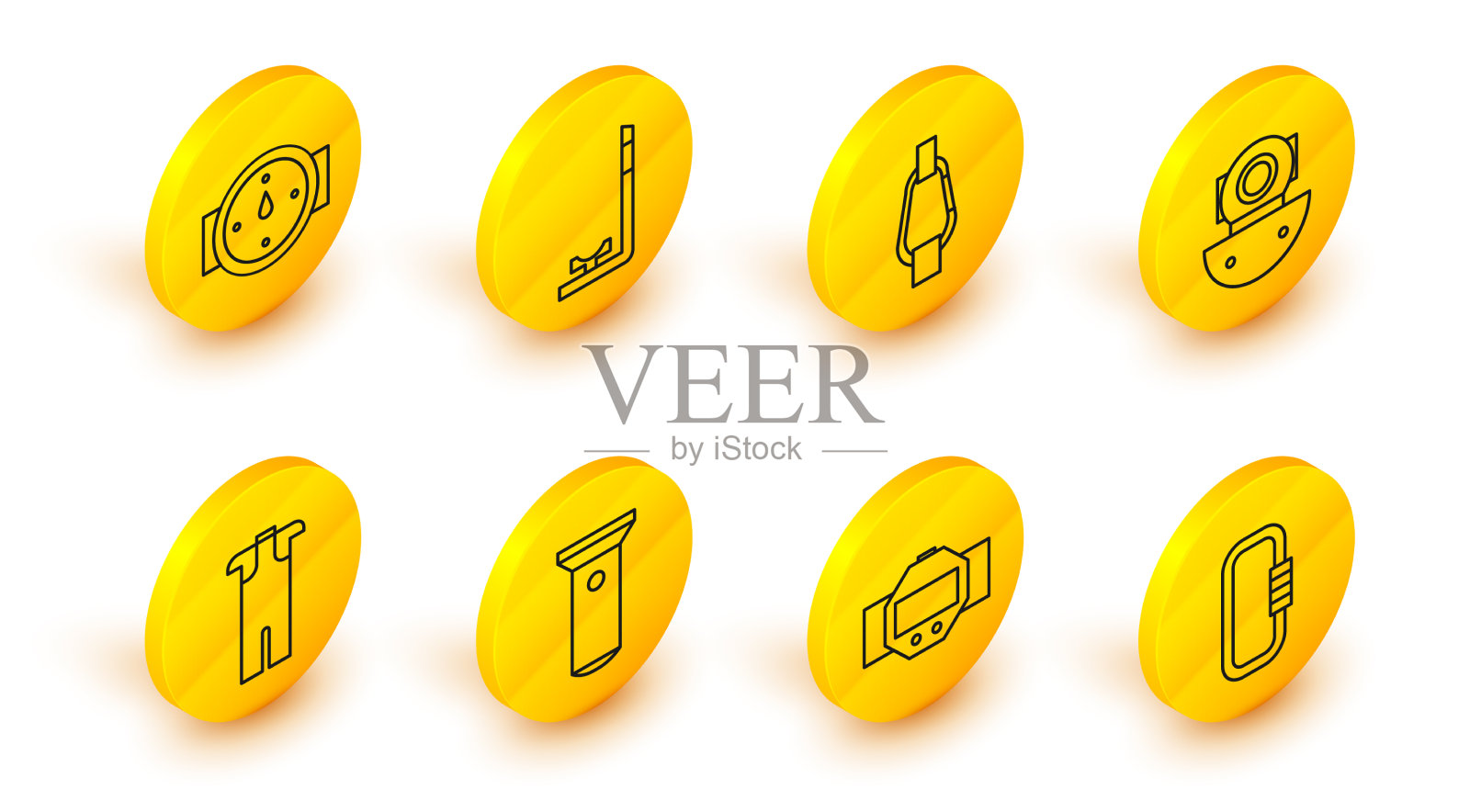 设置钓鱼线、钩扣、潜水手表、手电图标素材