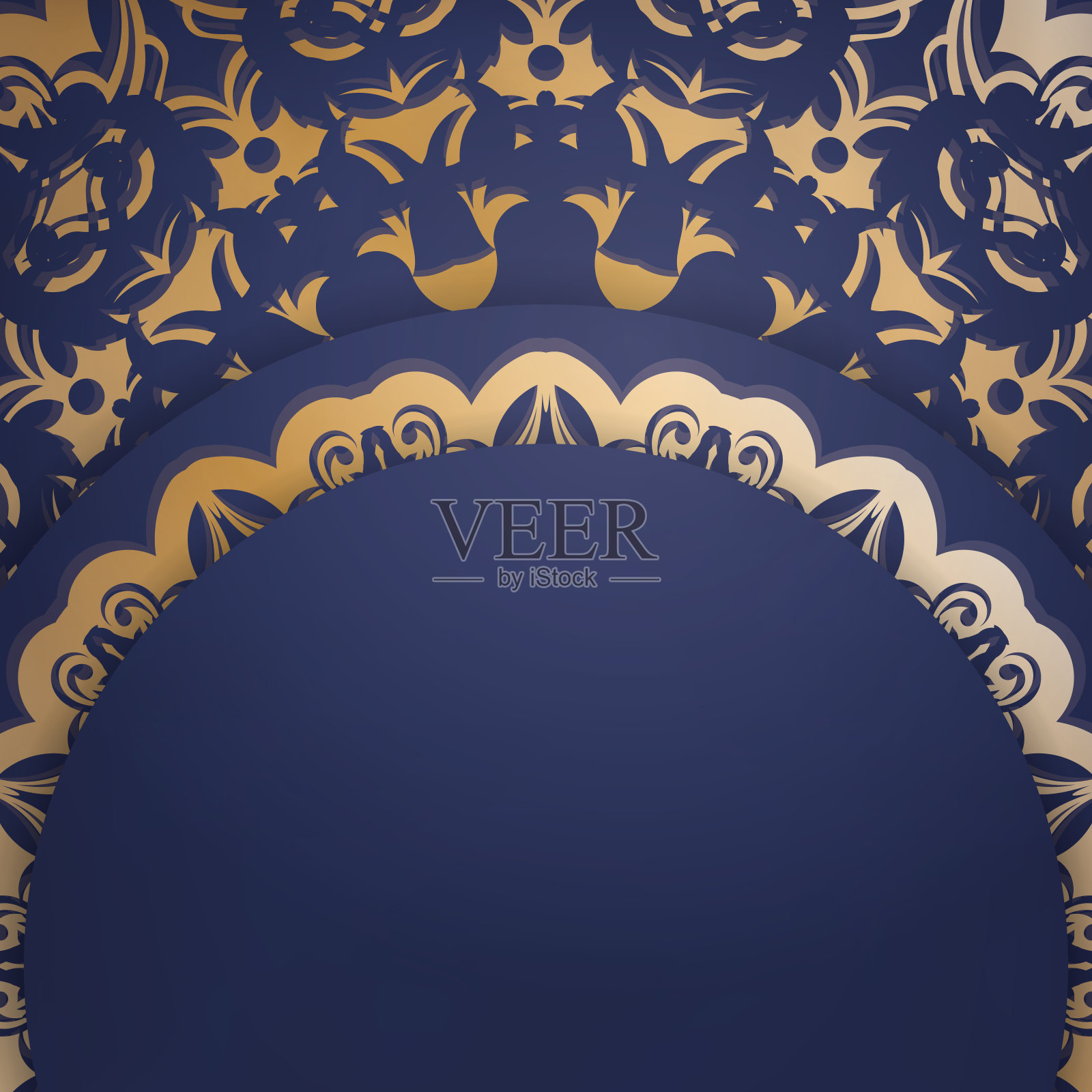 访问名片模板在深蓝色与曼荼罗黄金装饰您的业务。设计模板素材