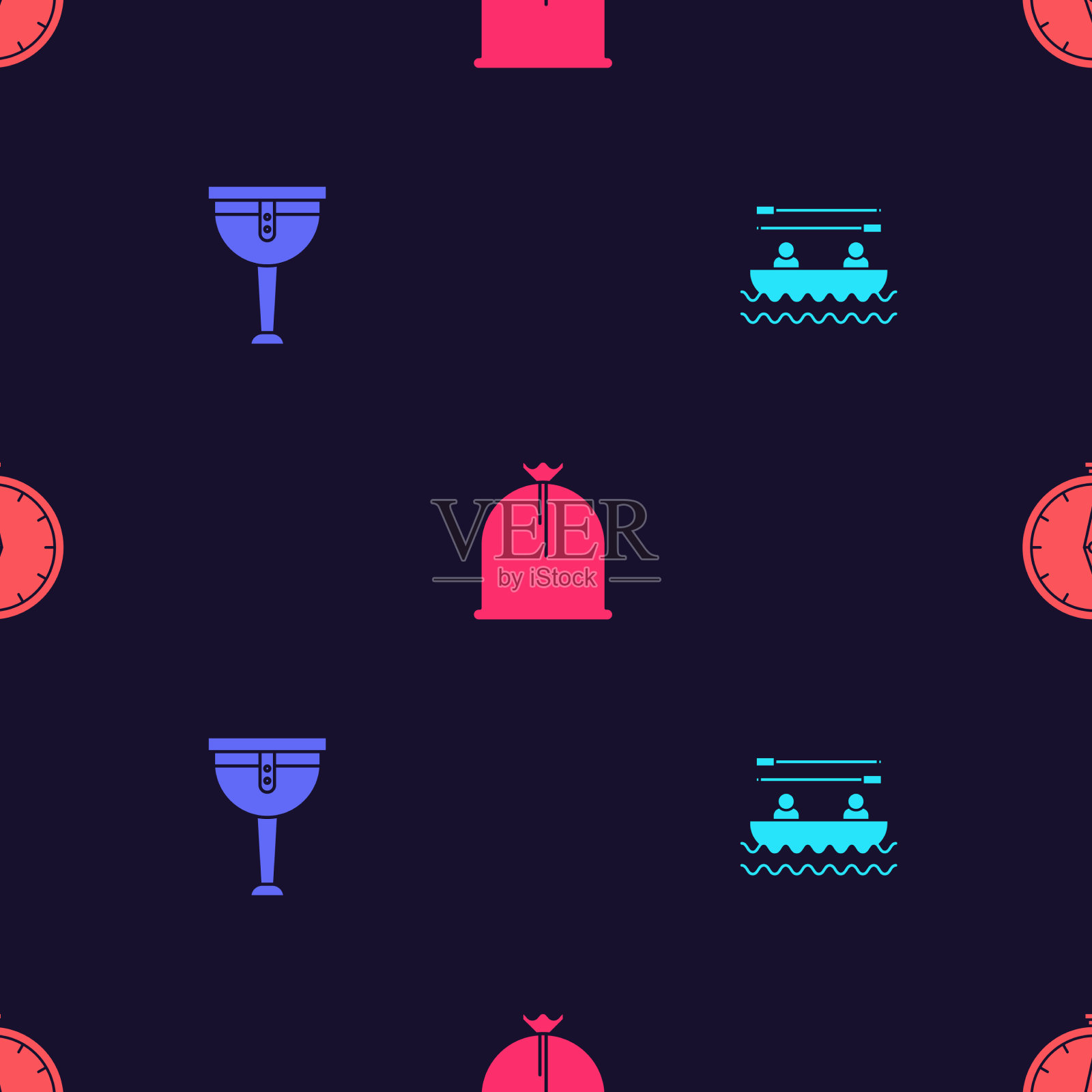 船与桨木海盗腿海盗袋图标素材