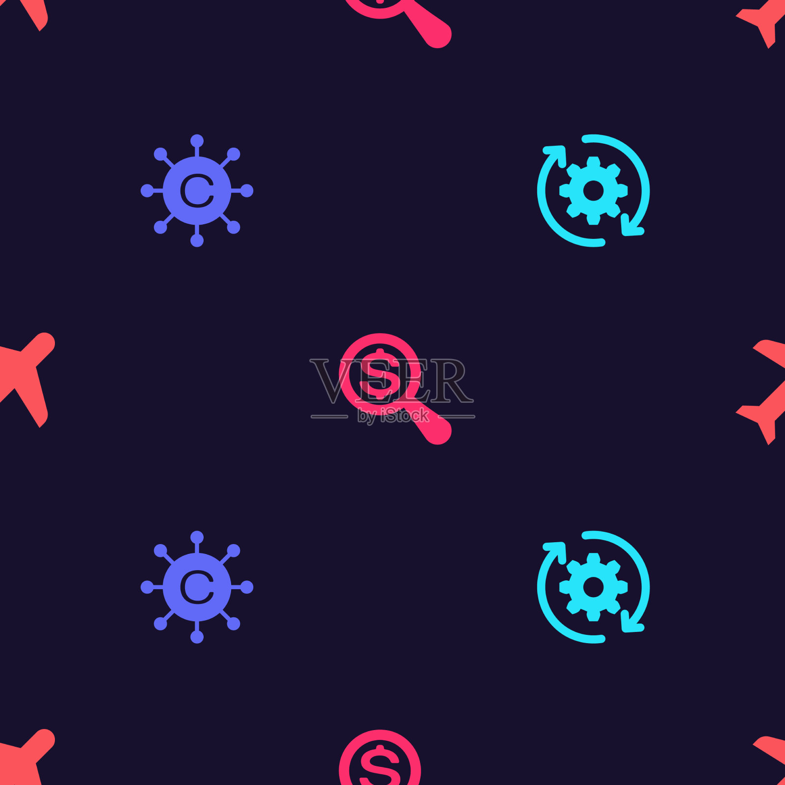 设置齿轮和箭头作为工作流程文案图标素材