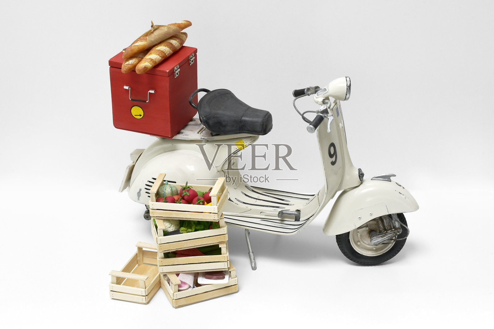 送货摩托车板条箱市场期酒照片摄影图片