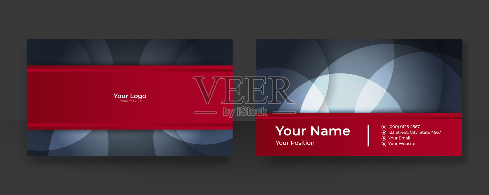 商务黑红牌设计，图案优雅。具有企业经营理念的现代名片模板。创意和干净的名片模板。矢量图设计模板素材