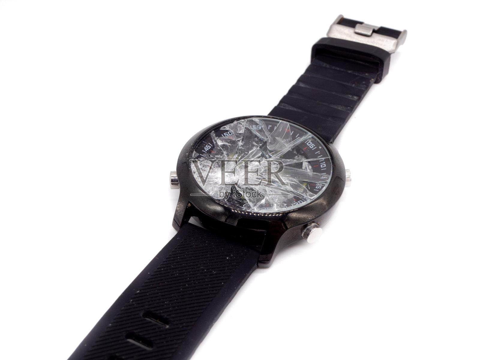 智能手表与破碎显示在白色照片摄影图片