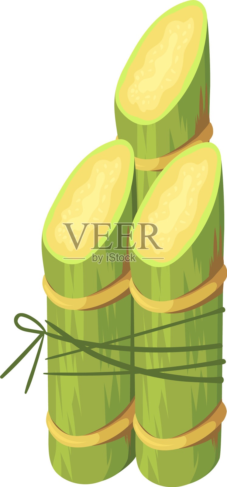 卡通竹茎绿切甘蔗捆扎设计元素图片