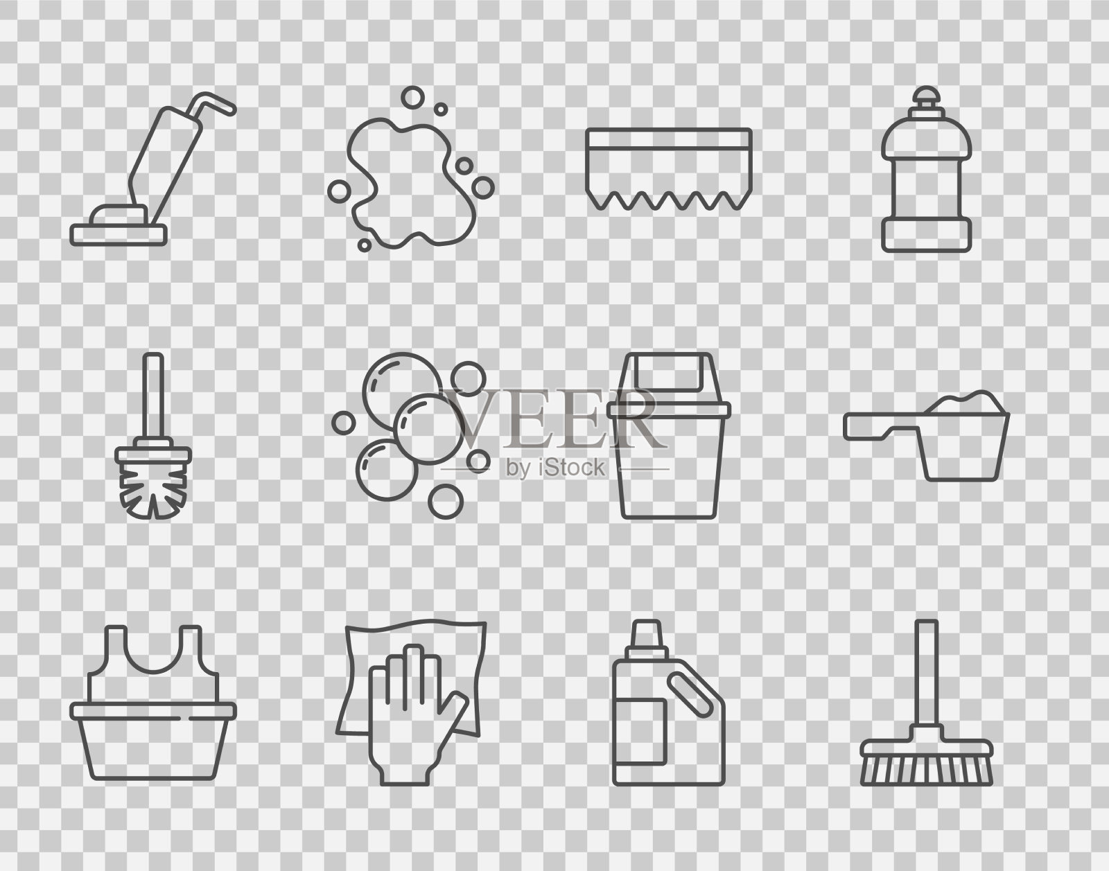 套线盆用衬衫柄扫帚海绵图标素材