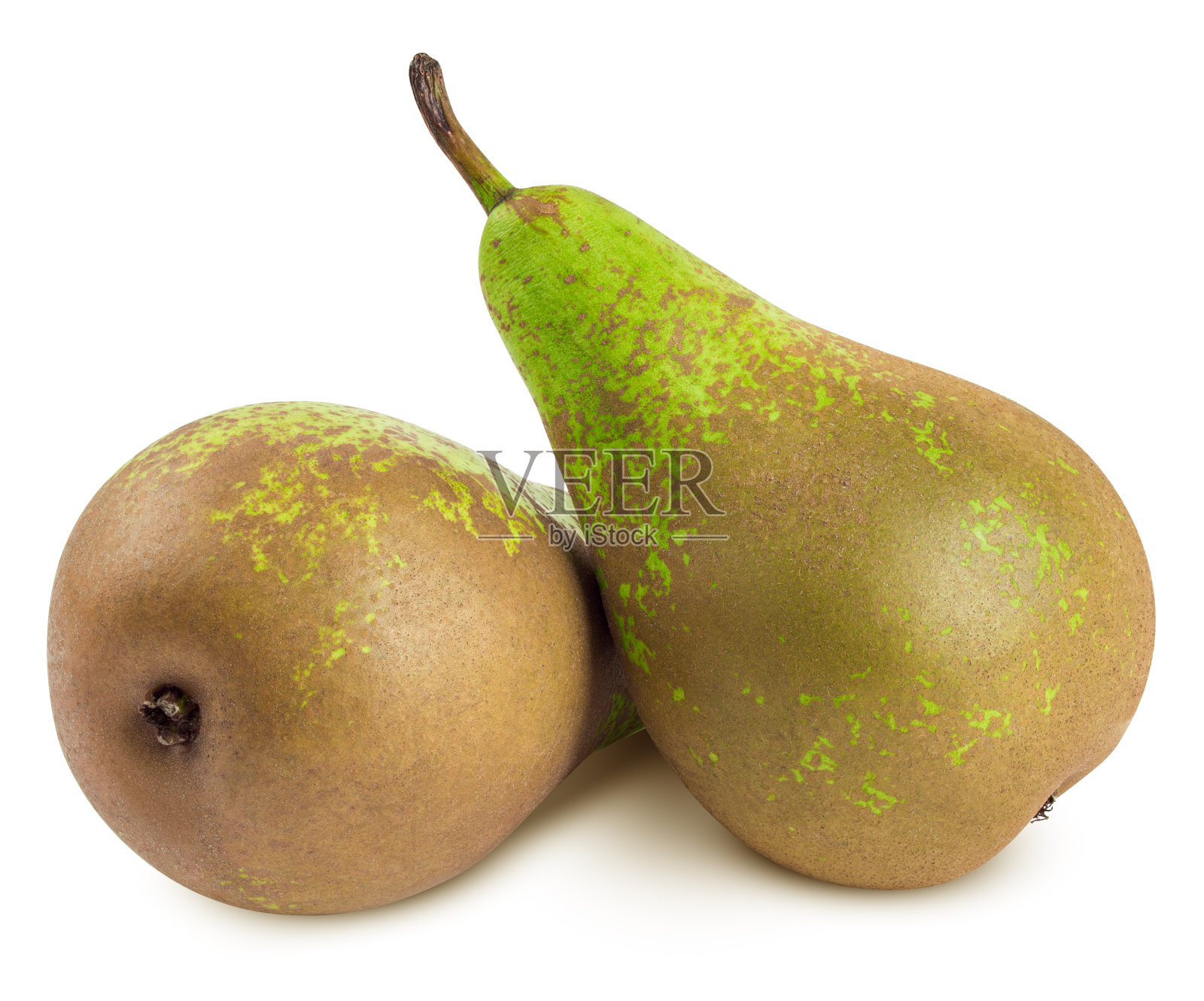 绿色会议梨孤立在白色背景，剪辑路径，全景深照片摄影图片