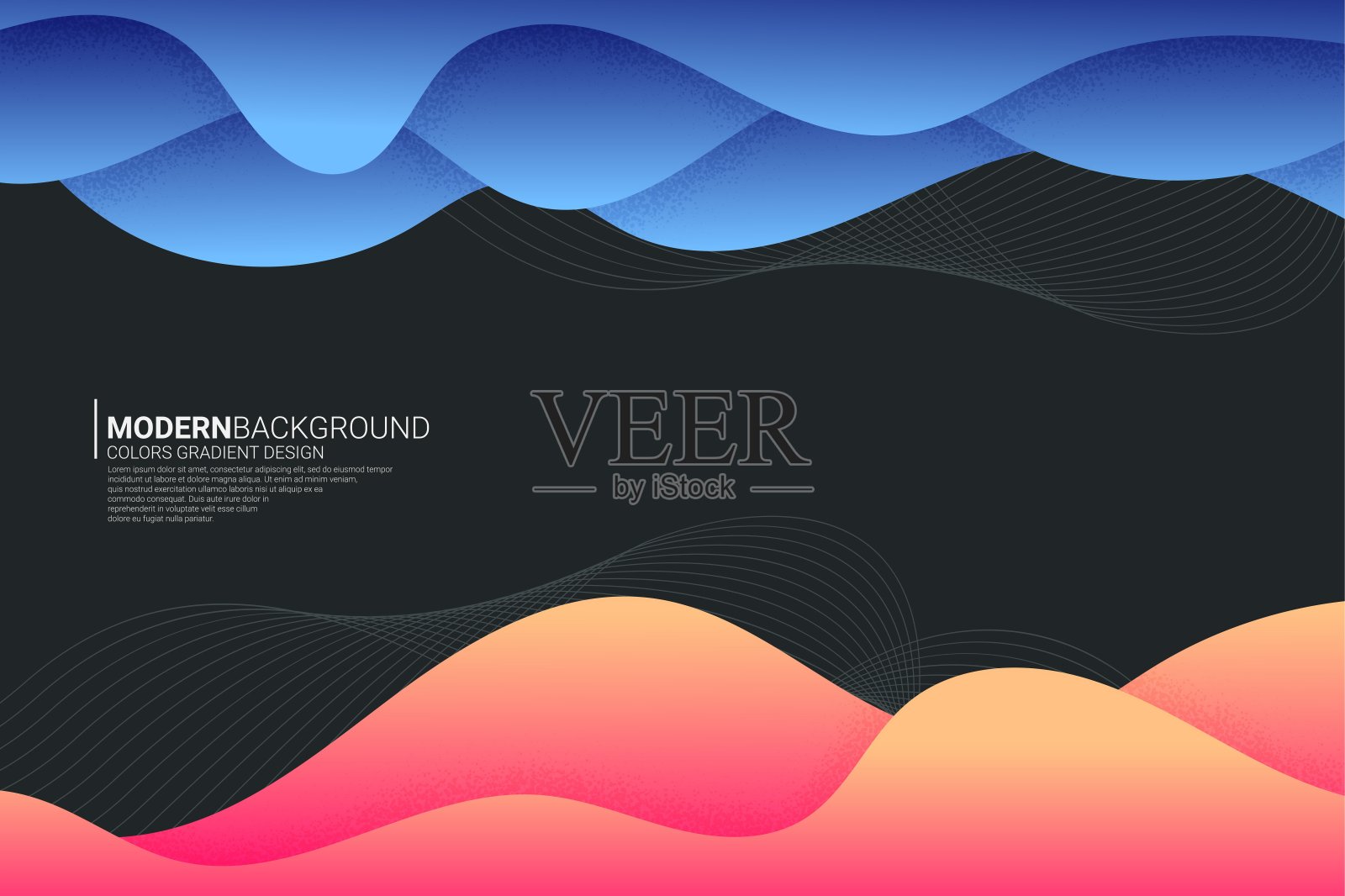 摘要抽象的流动的波浪状渐变色彩背景与几何形状。现代时尚的背景矢量设计插画图片素材