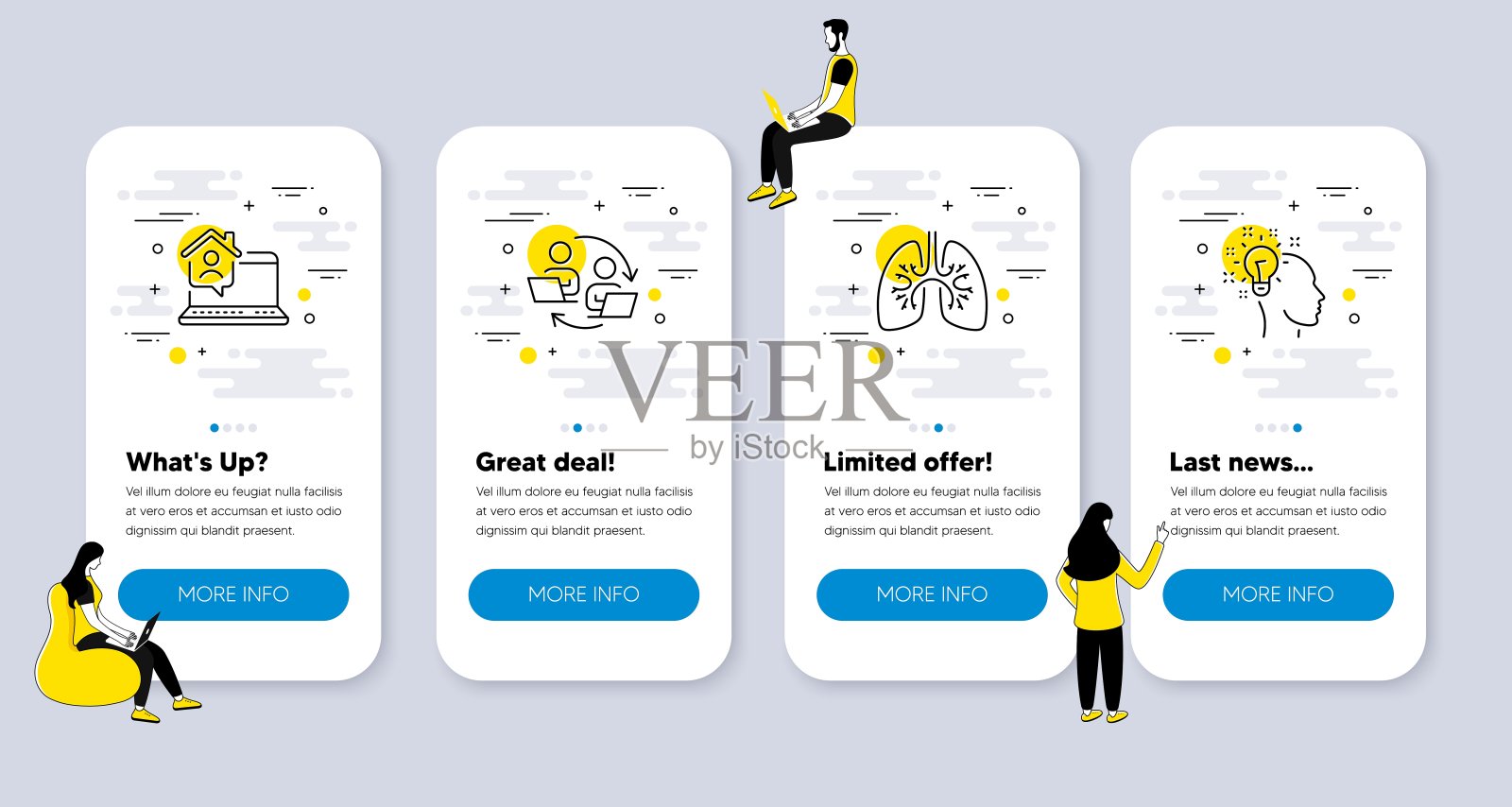 与工作、家庭、肺和团队工作过程相关的人的向量集图标。向量设计模板素材