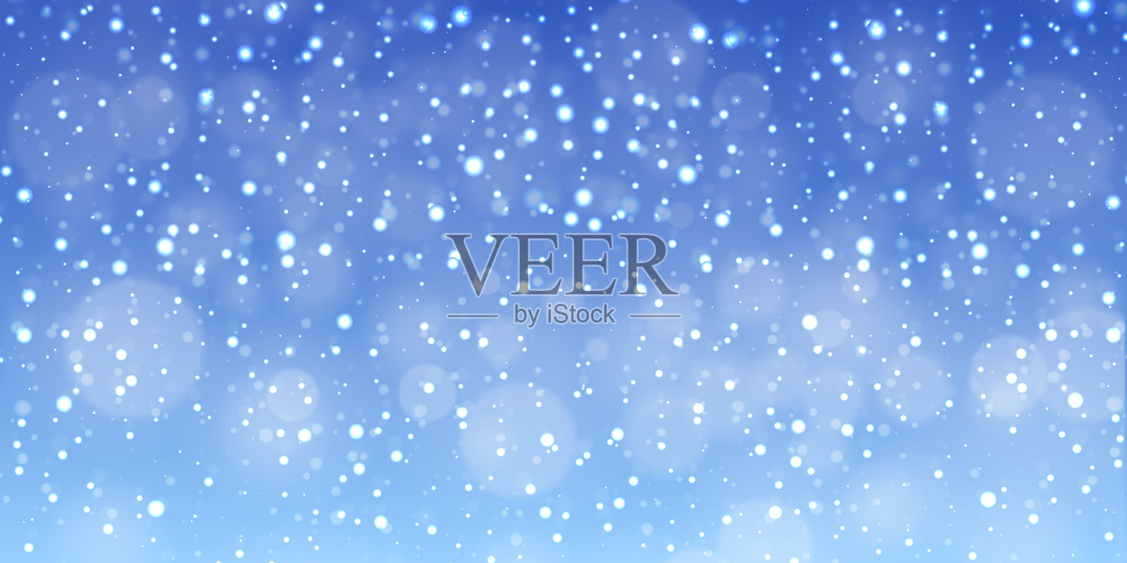 冬天蓝色的背景与下落的雪，三维矢量插图插画图片素材