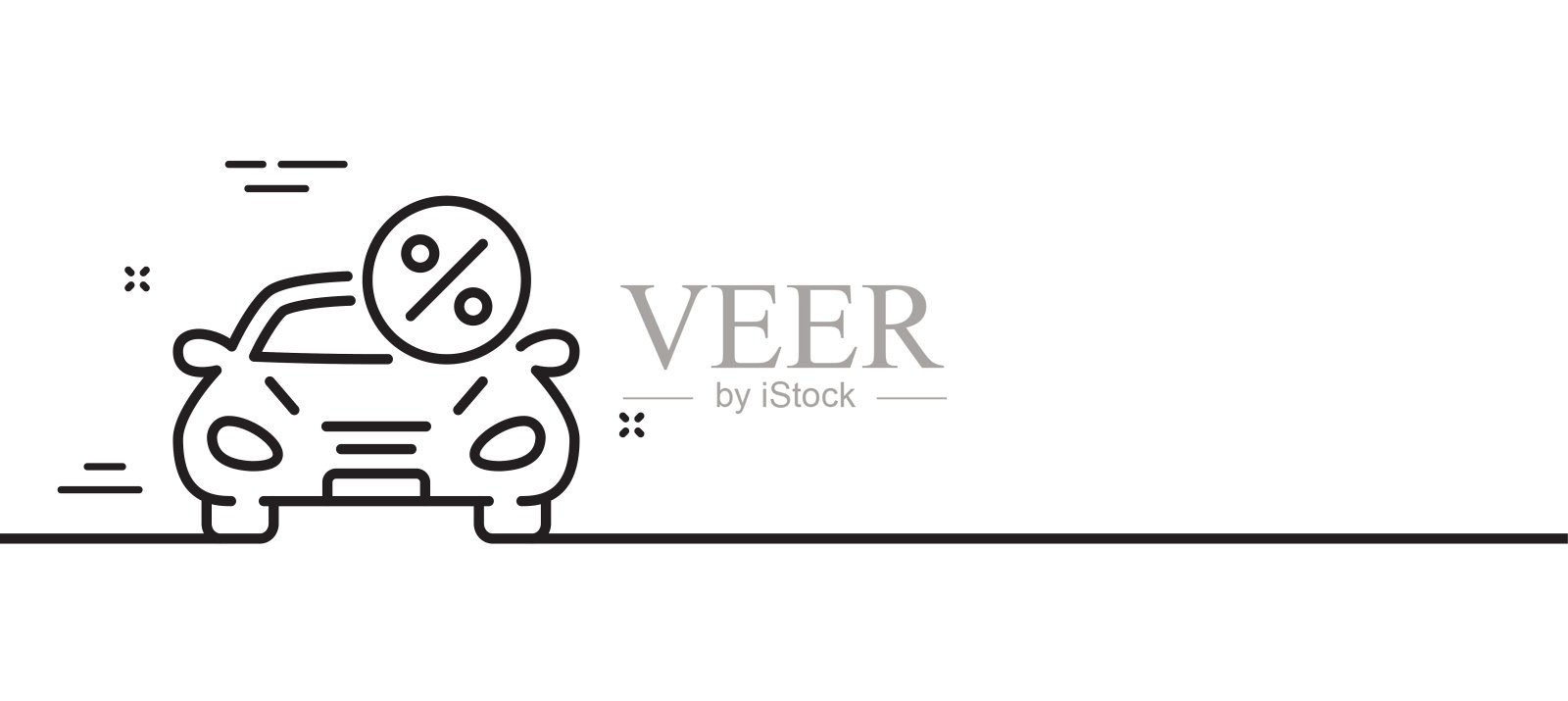 汽车租赁百分比线图标。交通贷款的迹象。最小的线条图案横幅。向量插画图片素材