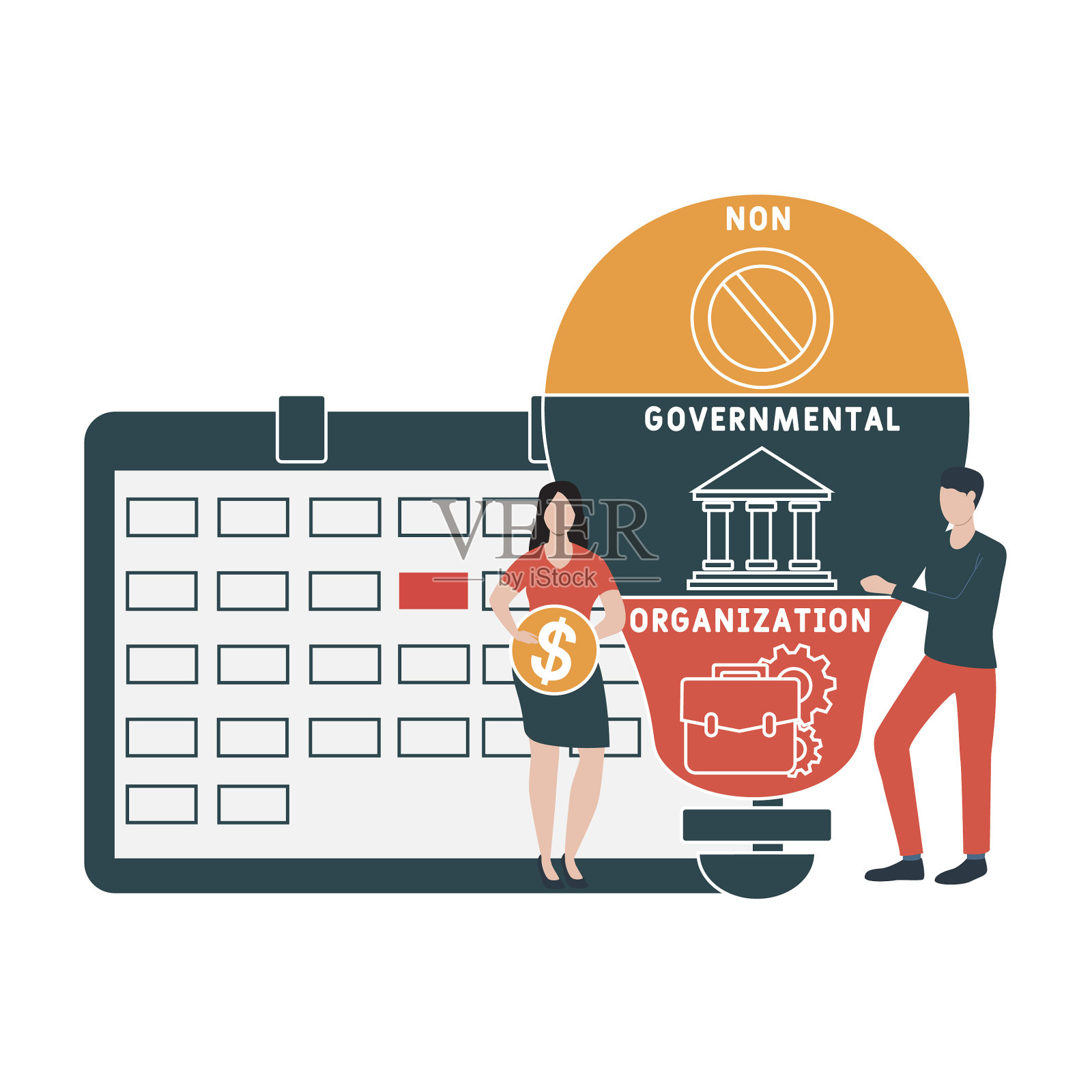 NGO -非政府组织的缩写插画图片素材