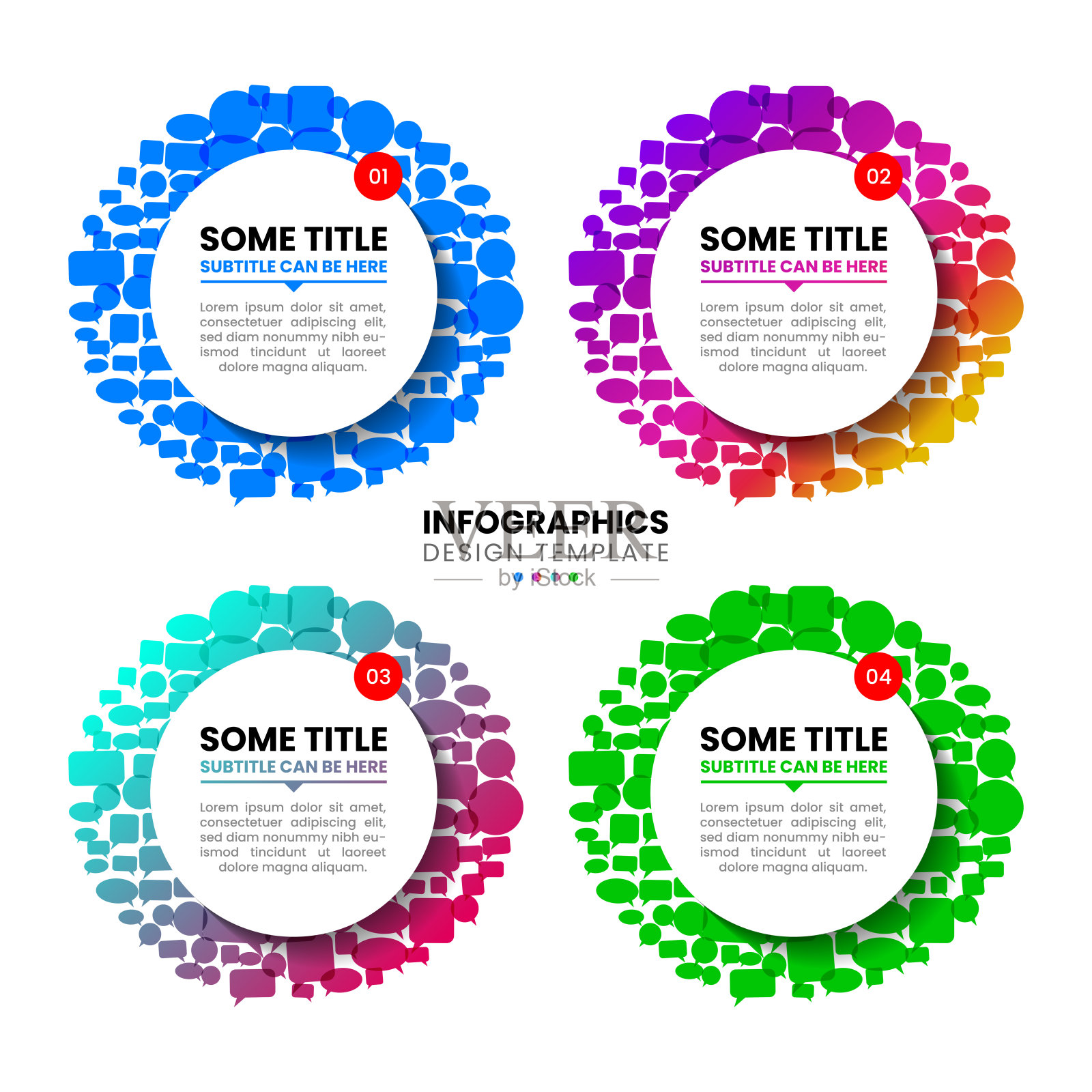 信息图表设计模板。创意概念与4个步骤插画图片素材