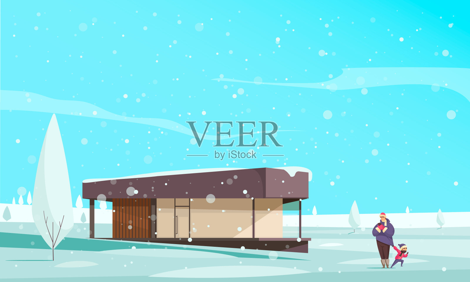 自然冬季现象背景插画图片素材