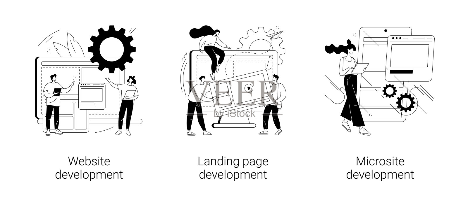 网页编程抽象概念矢量插图。设计元素图片