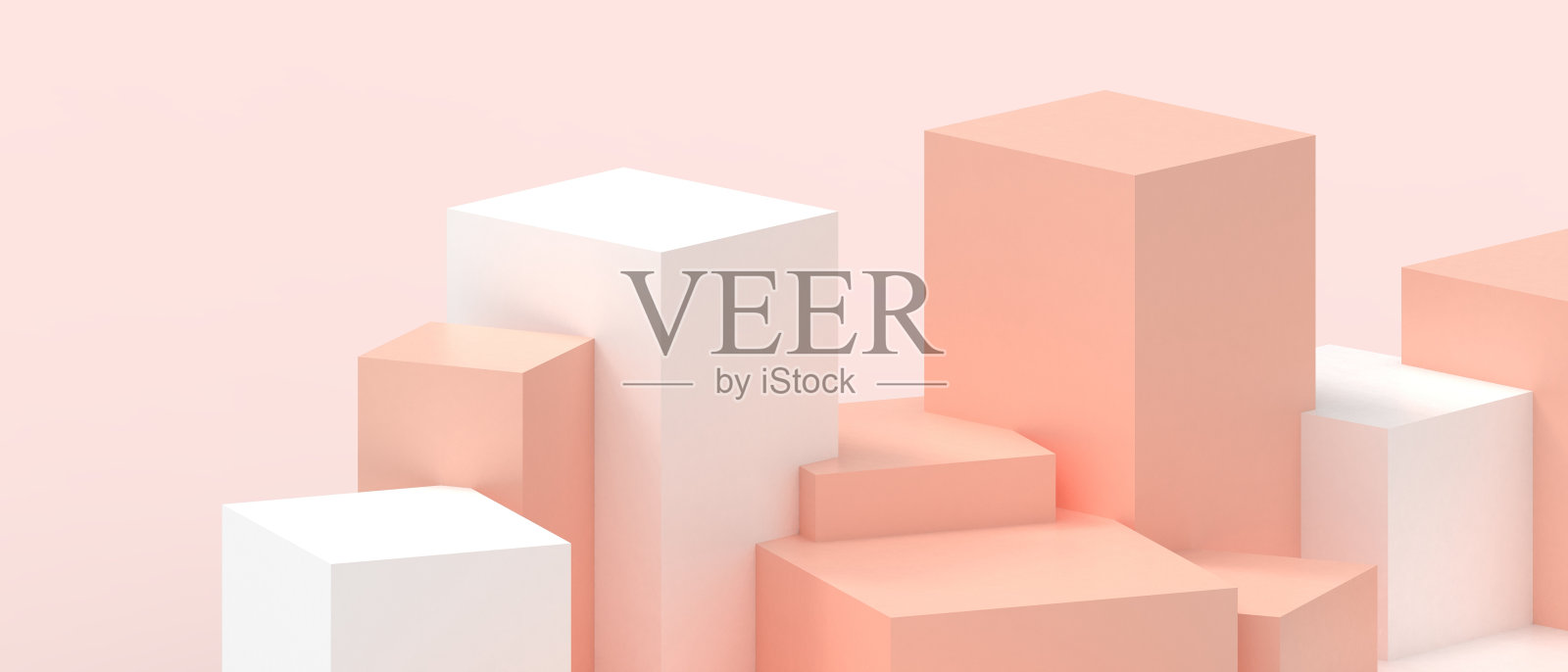 创意的成功。讲台展示和未来主义的几何形状舞台上橙白。复制空间，数字，横幅，网站-3d渲染照片摄影图片