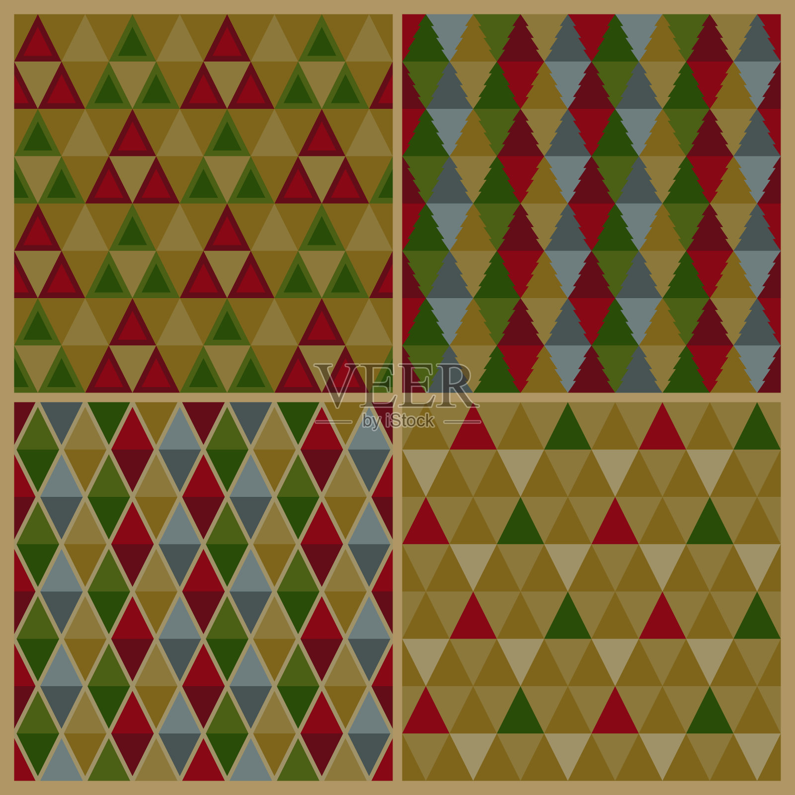 三角图案设定圣诞快乐壁纸插画图片素材