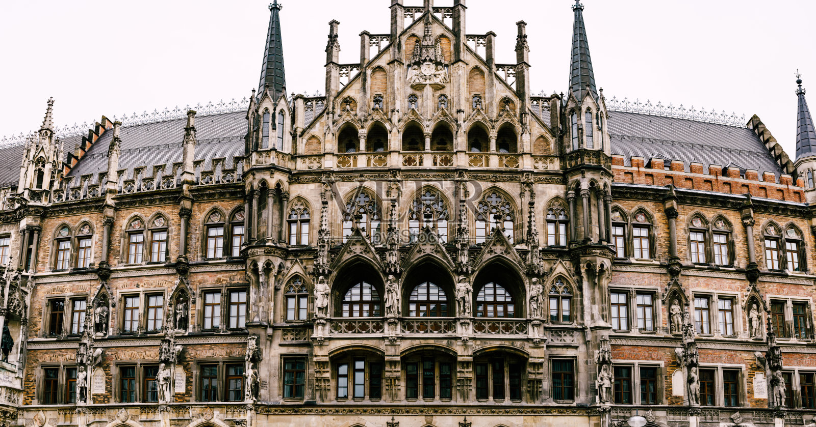 马里恩广场新市政厅的哥特式建筑。慕尼黑照片摄影图片