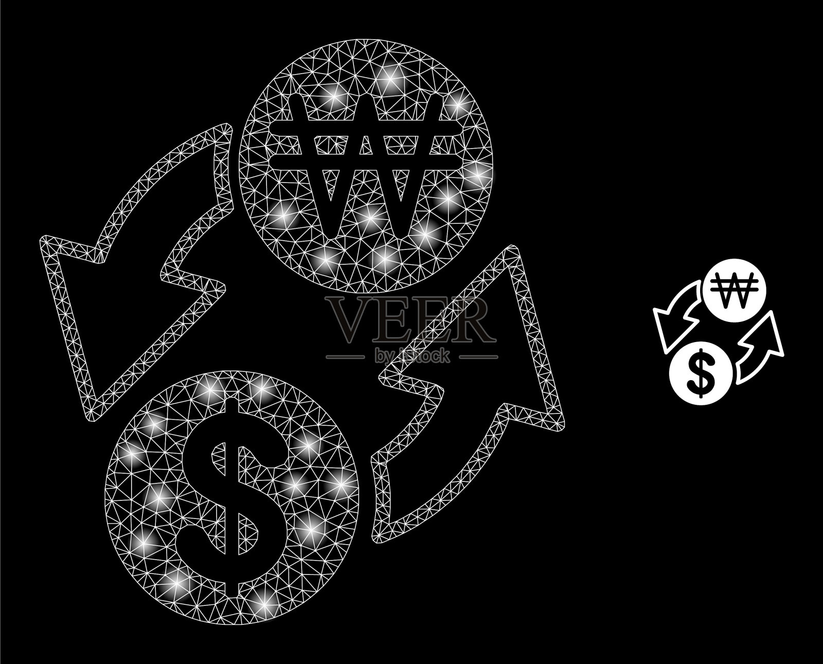 网净美元兑换韩圆用插画图片素材