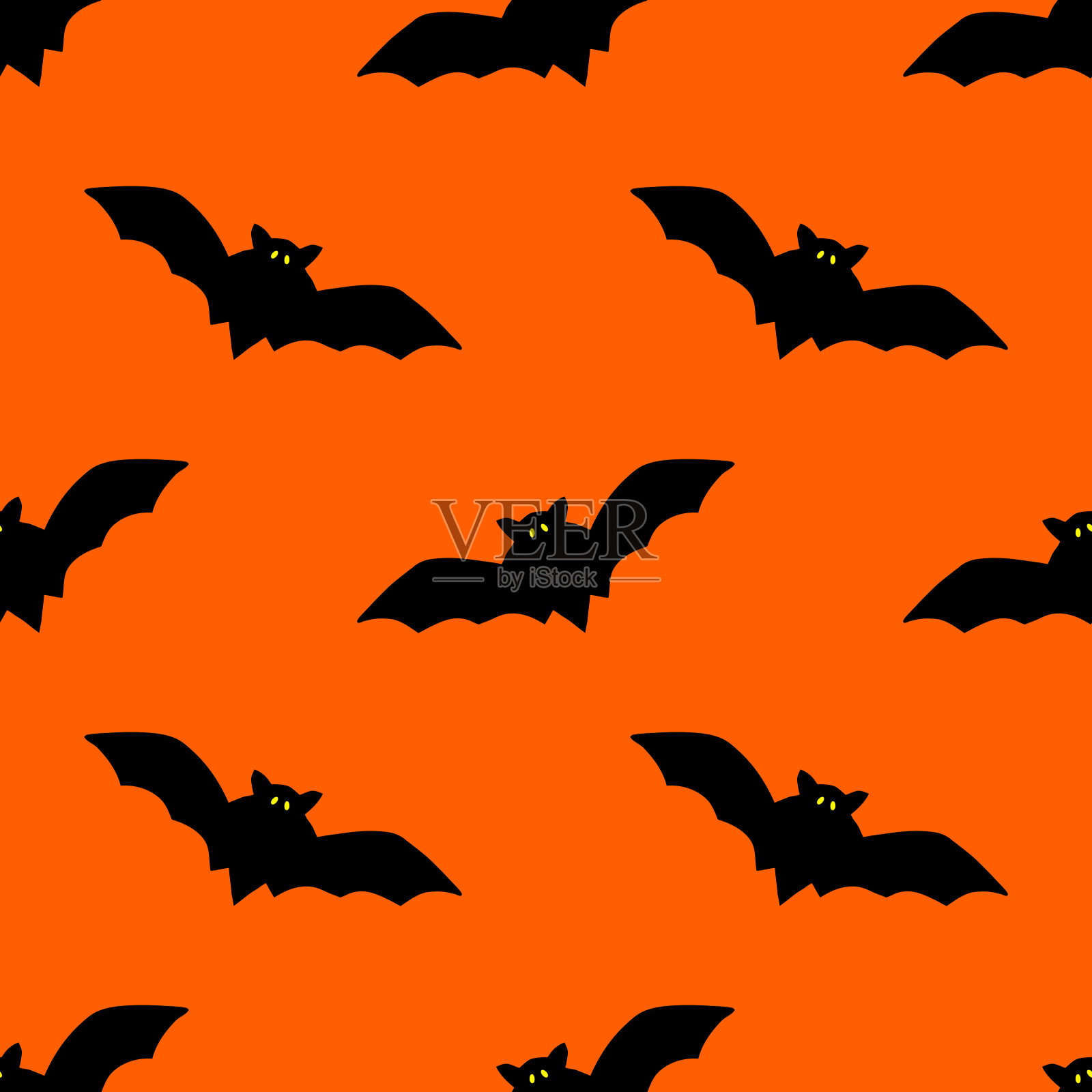 明亮无缝的蝙蝠插图。矢量绘图在橙色的背景。插画图片素材