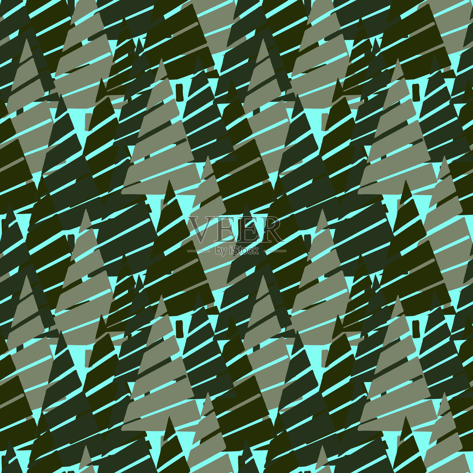 圣诞节背景矢量无缝模式的风格化圣诞树。墙纸，包装纸，邀请函，纸和卡片，网站背景。新年和圣诞佳节森林针叶树插画图片素材