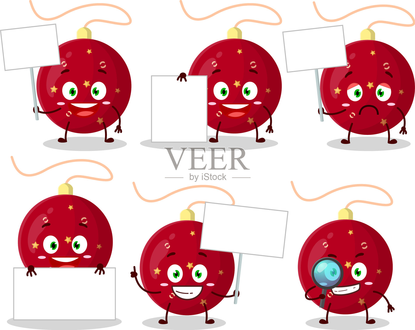 圣诞彩灯红色卡通人物带来插画图片素材