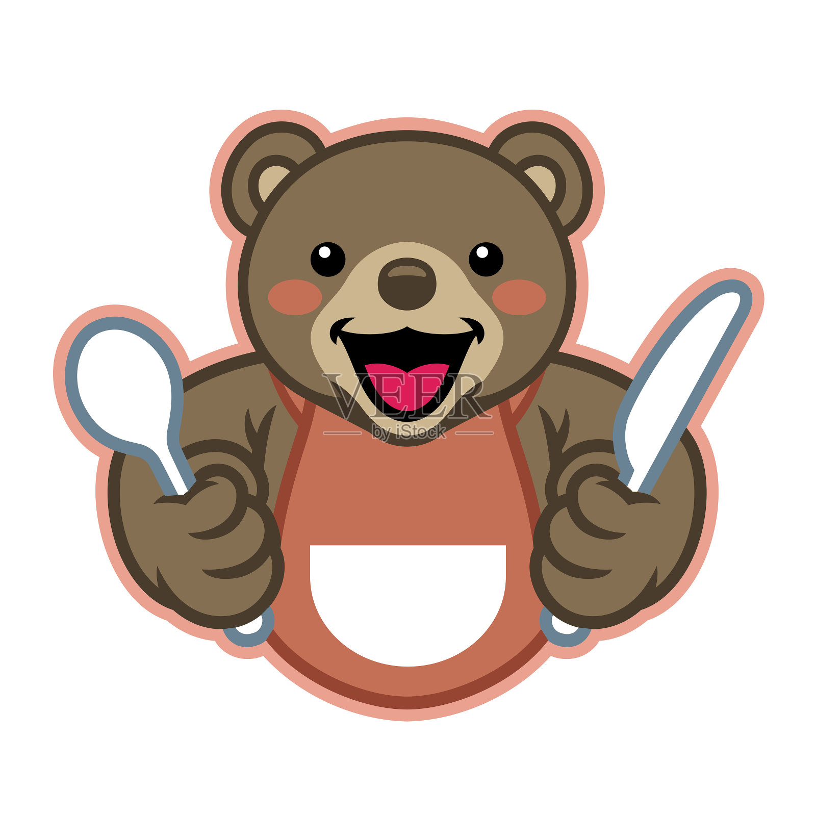 可爱的卡通小熊小熊吉祥物的象征插画图片素材